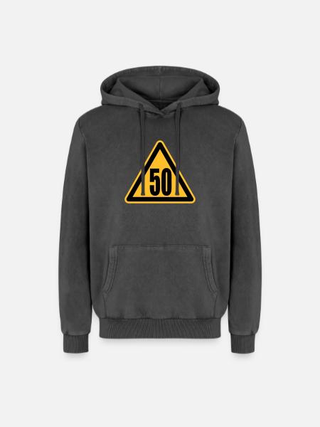 Achtung 50 - Relaxed Unisex Premium Acid-Washed Hoodie - Schwarz Acid Wash