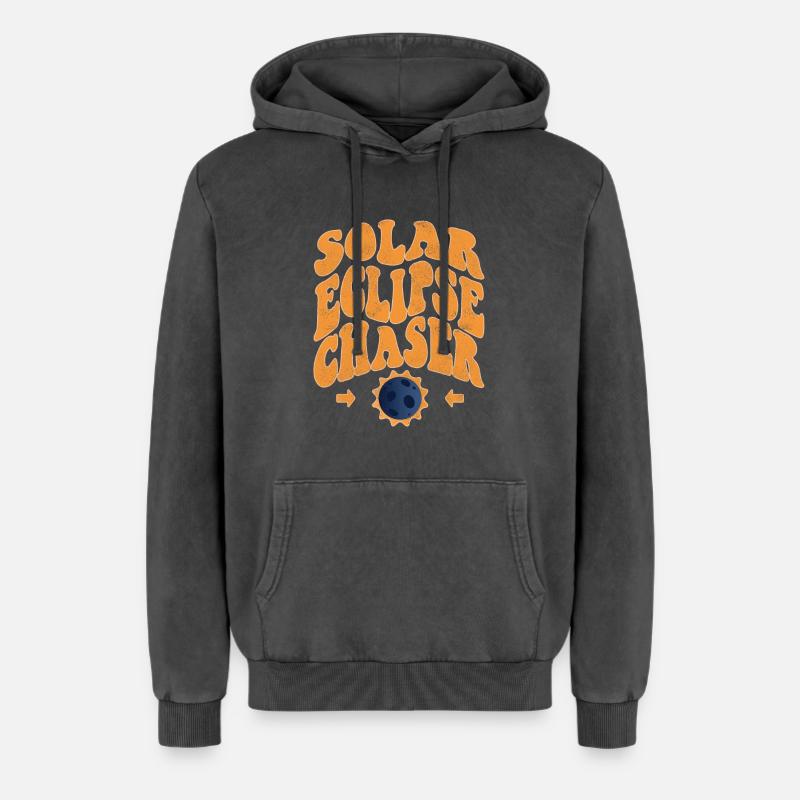 Solar eclipse chaser - Relaxed Unisex Premium Acid Washed Hoodie - acid washed black