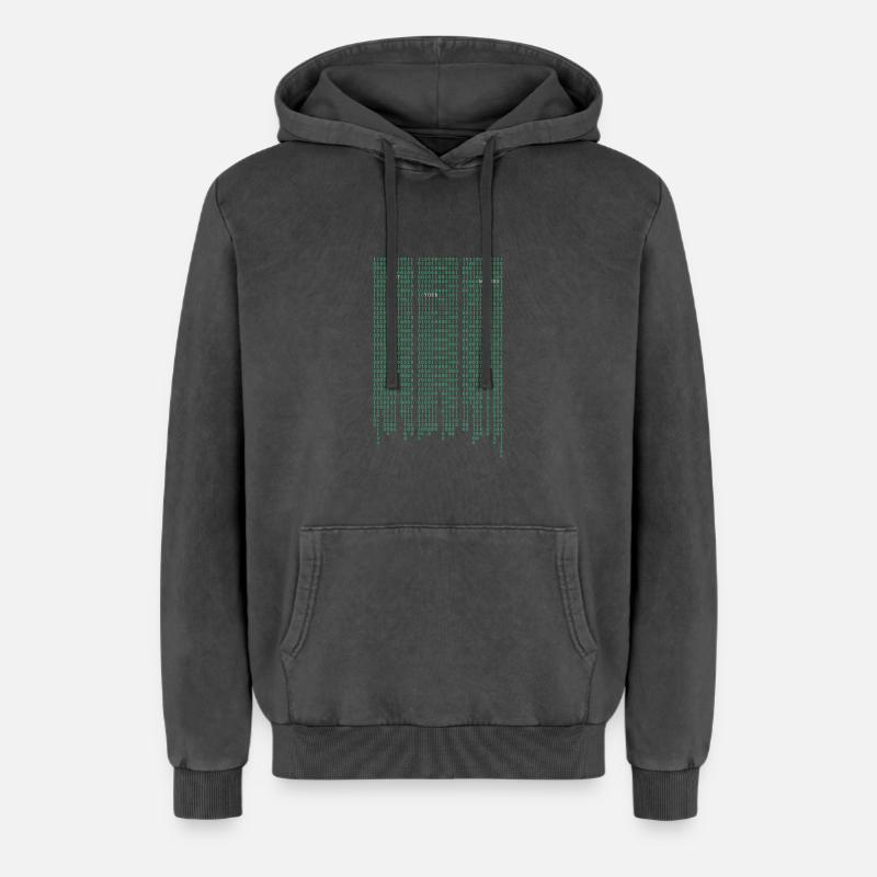 Matrix code - Relaxed Unisex Premium Acid-Washed Hoodie - Schwarz Acid Wash