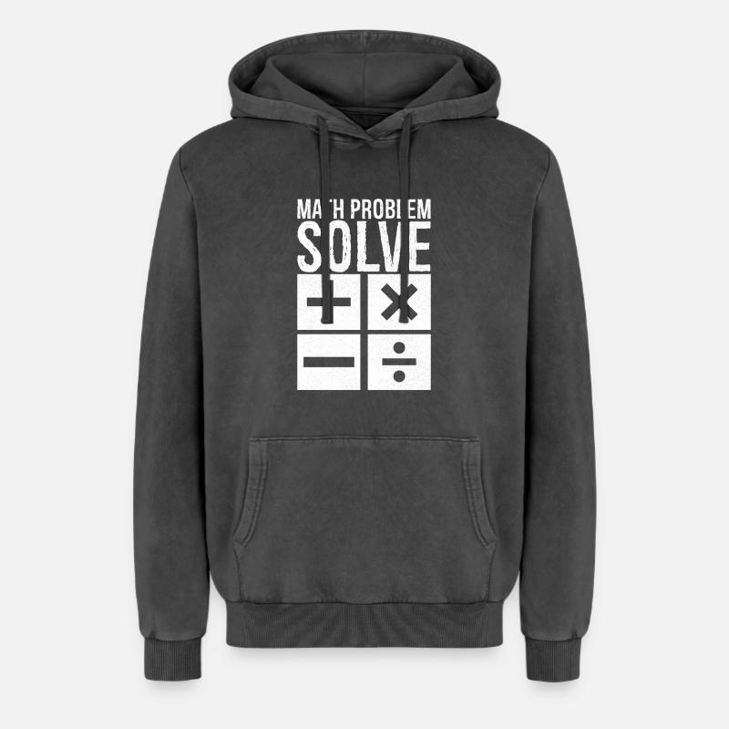 math problem solve - Relaxed Unisex Premium Acid Washed Hoodie - acid washed black