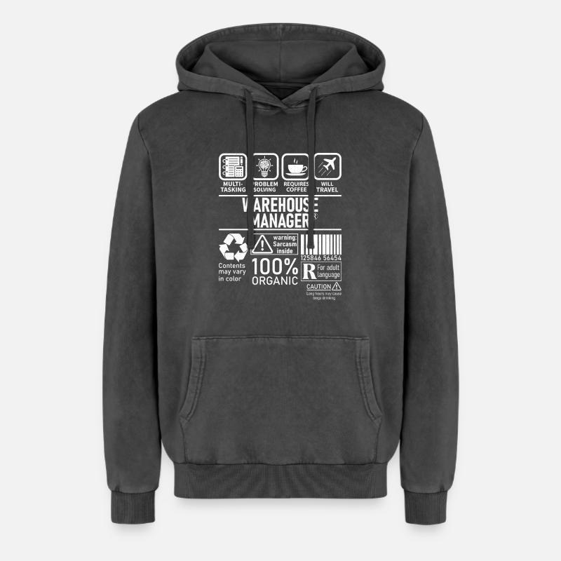 Warehouse Manager multi tasking problem solving - Relaxed Unisex Premium Acid-Washed Hoodie - Schwarz Acid Wash