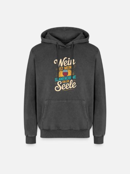 Wein als Sonnencreme der Seele - Relaxed Unisex Premium Acid-Washed Hoodie - Schwarz Acid Wash