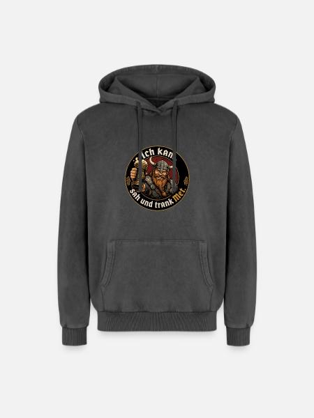 Wikinger Bier Spruch - Relaxed Unisex Premium Acid-Washed Hoodie - Schwarz Acid Wash