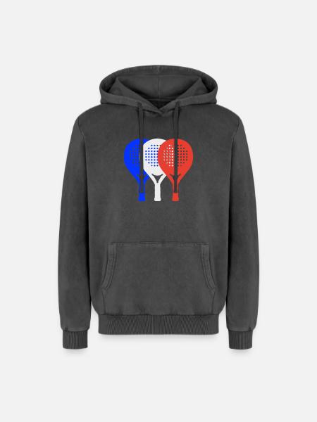 Padel-Frankreich2 - Relaxed Unisex Premium Acid-Washed Hoodie - Schwarz Acid Wash