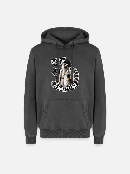 You're not in my league - Relaxed Unisex Premium Acid Washed Hoodie - acid washed black
