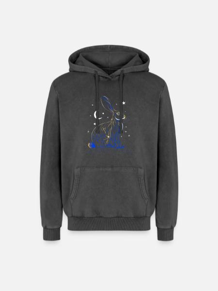 Kintsugi Osterhase Ostara Hase - Relaxed Unisex Premium Acid-Washed Hoodie - Schwarz Acid Wash