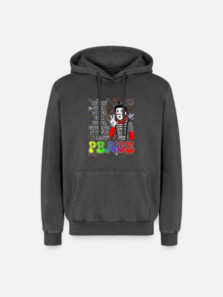 Frieden ist das Wichtigste - Relaxed Unisex Premium Acid-Washed Hoodie - Schwarz Acid Wash