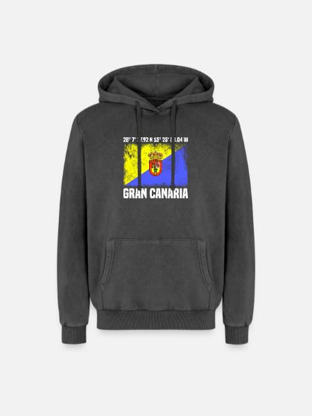 Inseltrip Gran Canaria - Relaxed Unisex Premium Acid-Washed Hoodie - Schwarz Acid Wash