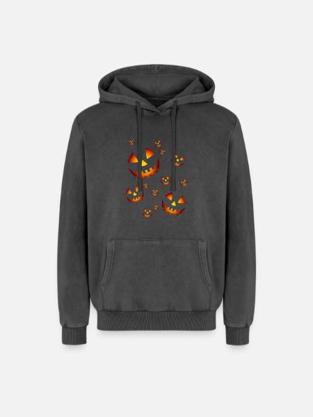 Kürbissen - Relaxed Unisex Premium Acid-Washed Hoodie - Schwarz Acid Wash