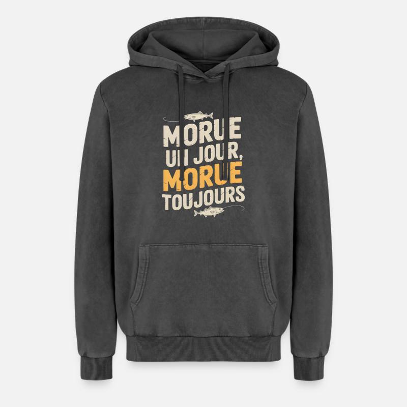 Once cod Cod - Relaxed Unisex Premium Acid Washed Hoodie - acid washed black