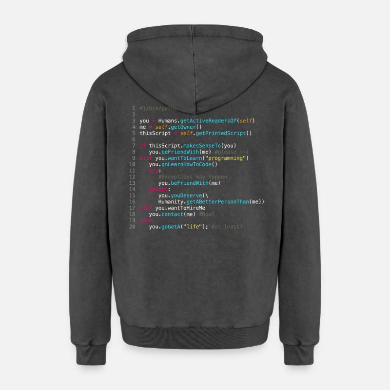 Sei mit Programmierern befreundet (in Python) - Relaxed Unisex Premium Acid-Washed Hoodie - Schwarz Acid Wash