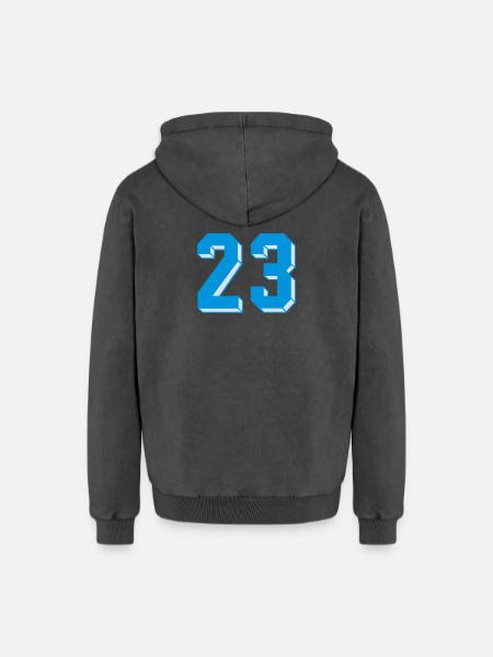 dreiundzwanzig - Sweat à capuche unisexe Premium acid-wash en coton - noir délavé acide