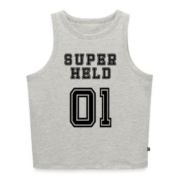 Superheld - Cropped Frauen Organic Tank Top - Grau meliert - Vorne - Selfina (174cm)