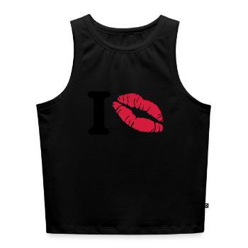 i love - Débardeur cropped femme bio - gris chiné - Devant - Selfina (174cm)