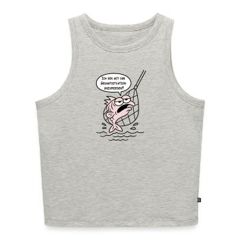 Dissatisfied with the overall situation! CUSTOM COLORS! - Women’s Cropped Organic Tank Top - heather grey - Front - Selfina (174cm)
