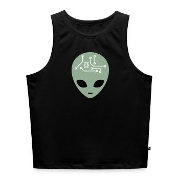 Alien Head with Circuits (three colours) - Women’s Cropped Organic Tank Top - heather grey - Front - Selfina (174cm)
