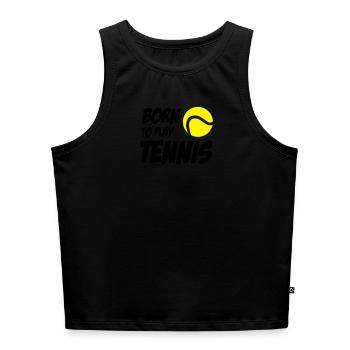 Born to play Tennis - Women’s Cropped Organic Tank Top - heather grey - Front - Selfina (174cm)