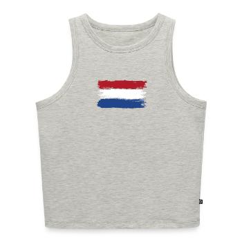 Drapeau néerlandais coups de pinceau - Débardeur cropped femme bio - gris chiné - Devant - Selfina (174cm)