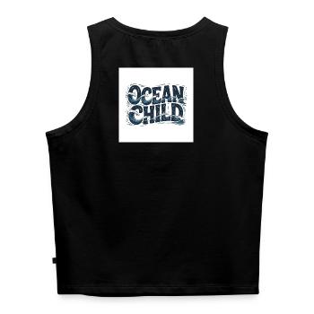 Ocean Child Wellenkunst - Cropped Frauen Organic Tank Top - Grau meliert - Hinten - Selfina (174cm)