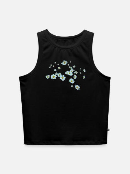 Margerite - Cropped Frauen Organic Tank Top - Schwarz
