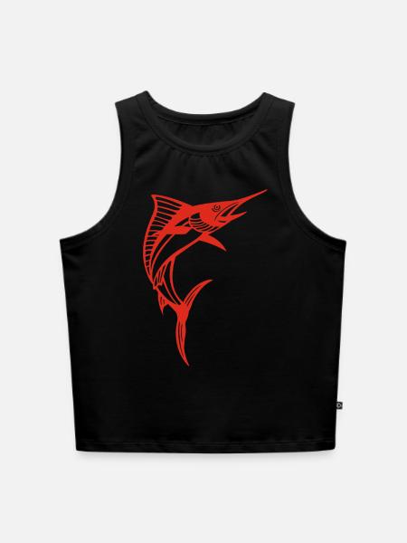 Roter Schwertfisch - Cropped Frauen Organic Tank Top - Schwarz