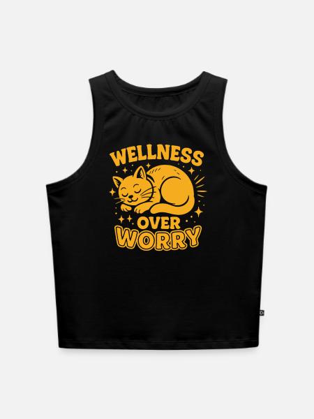 Wellness Over Worry Achtsamkeits-affirmation - Cropped Frauen Organic Tank Top - Schwarz