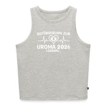Werdende Uroma 2026 loading - Urgroßmutter - Cropped Frauen Organic Tank Top - Grau meliert - Vorne - Selfina (174cm)