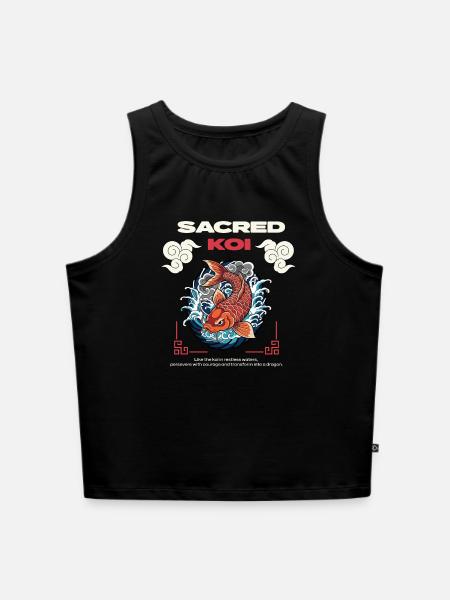 Heilige Koi - Cropped Frauen Organic Tank Top - Schwarz