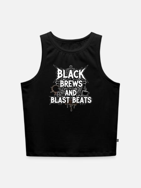 Black Brews and Blast Beats - Cropped Frauen Organic Tank Top - Schwarz