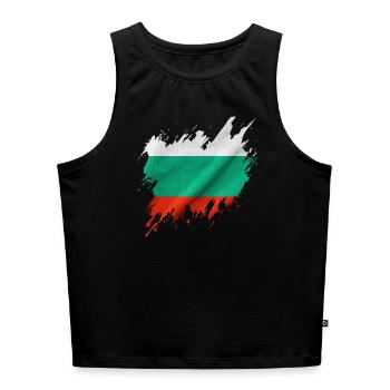 Bulgarian flag, torn style - Women’s Cropped Organic Tank Top - heather grey - Front - Selfina (174cm)