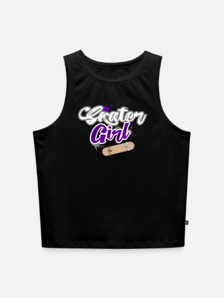 Skater Girl - Cropped Frauen Organic Tank Top - Schwarz