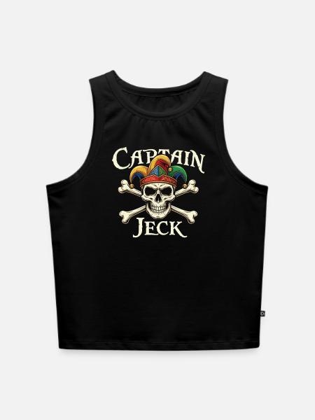 Captain Jeck Totenkopf Jester Design - Cropped Frauen Organic Tank Top - Schwarz