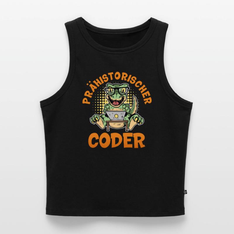 Coding PRÄHISTORISCHER CODER Lustiges Cropped Frauen Organic Tank Top