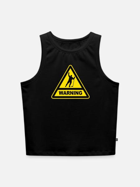 WARNING Eishockey Gefahr - Cropped Frauen Organic Tank Top - Schwarz