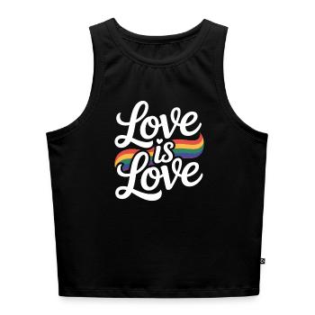 Love is Love Rainbow LGBTQ Pride - Cropped Frauen Organic Tank Top - Schwarz - Vorne - Selfina (174cm)