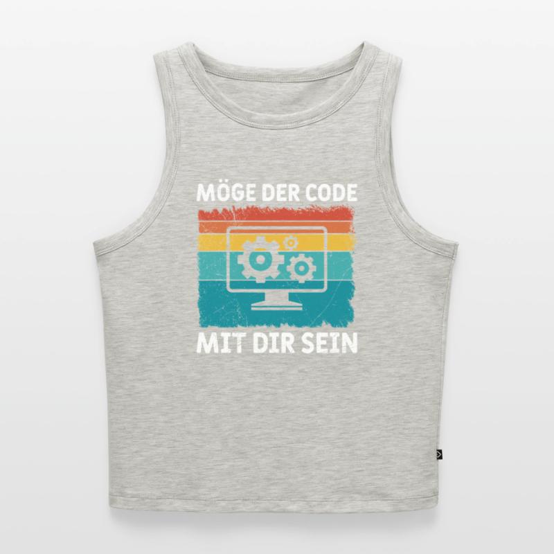 Nerd Computer MAY THE CODE BE WITH YOU FUNNY Women’s Cropped Organic Tank Top