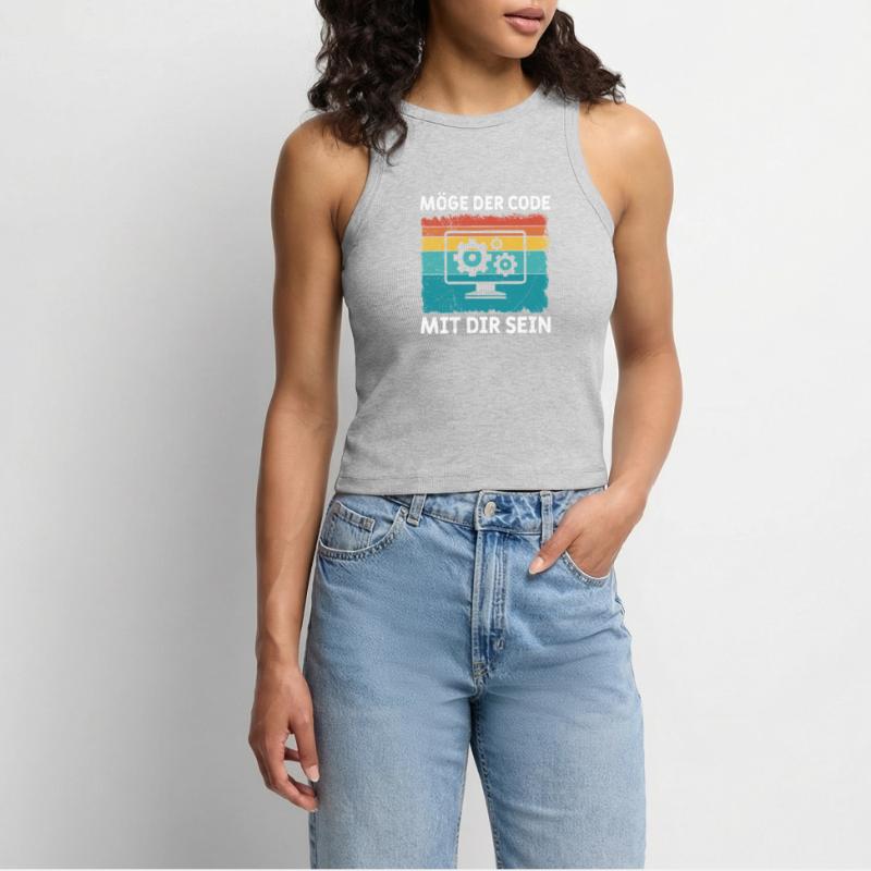 Nerd Computer MÖGE DER CODE MIT DIR SEIN LUSTIG Cropped Frauen Organic Tank Top