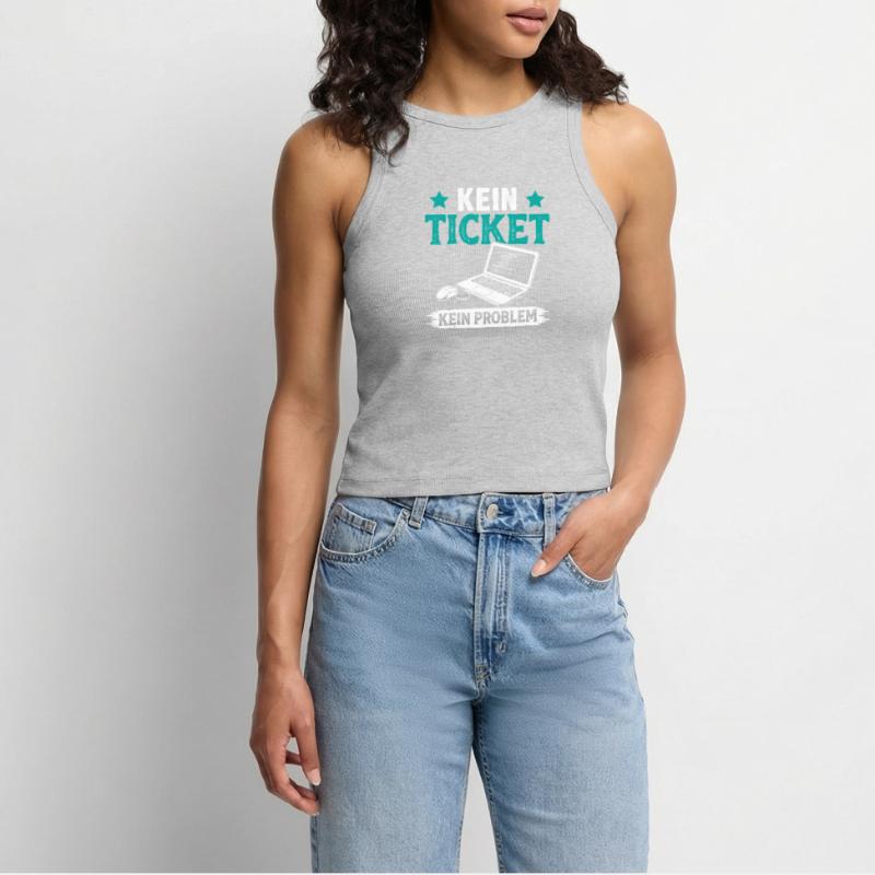 Nerd Computer NO TICKET NO PROBLEM FUNNY Women’s Cropped Organic Tank Top
