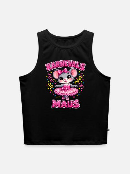 Karnevalsmaus Karneval Konfetti Geschenk - Cropped Frauen Organic Tank Top - Schwarz