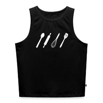 Baking utensils - Women’s Cropped Organic Tank Top - heather grey - Front - Selfina (174cm)