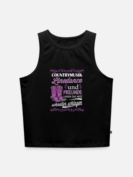 Linedance - Cropped Frauen Organic Tank Top - Schwarz