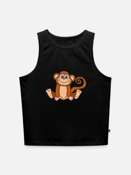Affe - Cropped Frauen Organic Tank Top - Schwarz