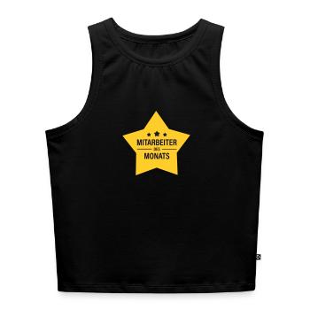 Mitarbeiter des Monats - Cropped Frauen Organic Tank Top - Schwarz - Vorne - Selfina (174cm)
