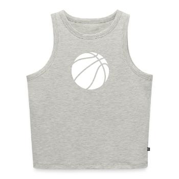Logo de basket-ball blanc - Débardeur cropped femme bio - gris chiné - Devant - Selfina (174cm)
