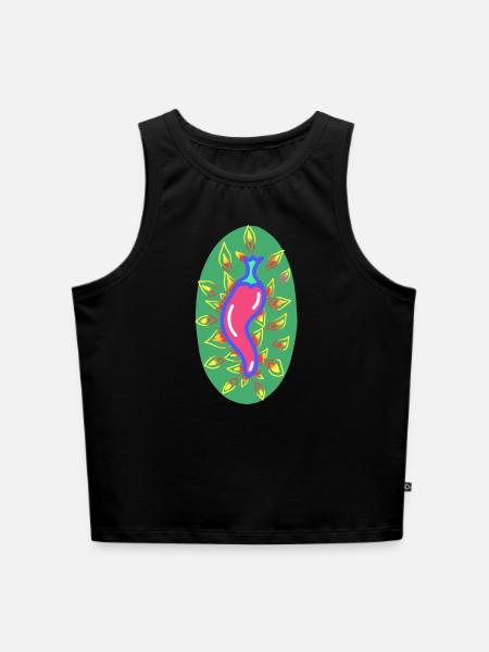 Feurige Chilischote - Cropped Frauen Organic Tank Top - Schwarz