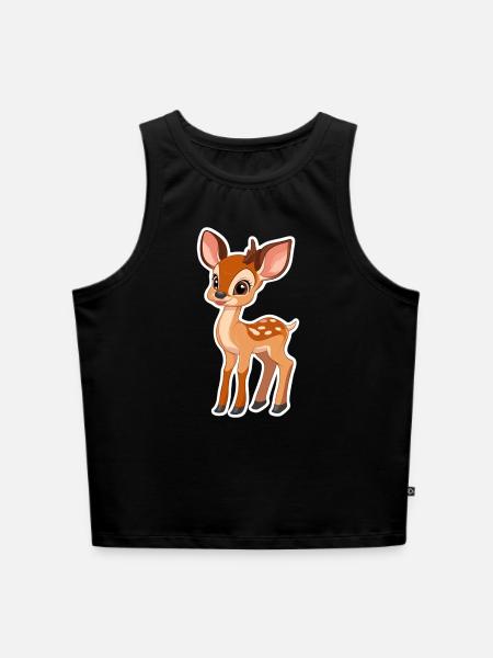 Reh - Cropped Frauen Organic Tank Top - Schwarz