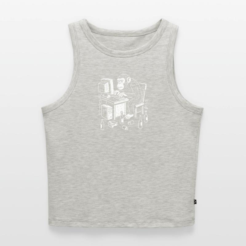 Deskbound Monkey Coder Women’s Cropped Organic Tank Top