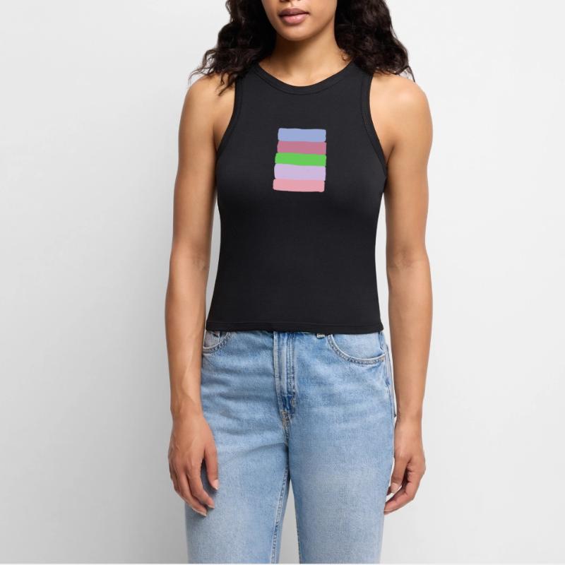 Pastellstreifen-Stack Cropped Frauen Organic Tank Top