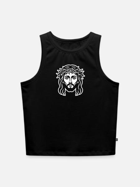 Jesus Christus Kopf - Cropped Frauen Organic Tank Top - Schwarz
