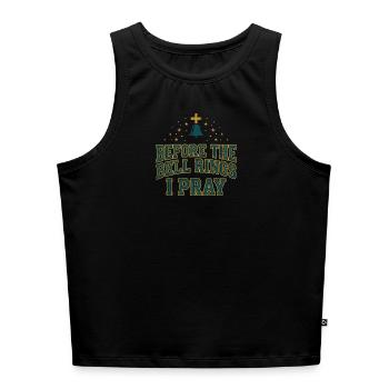 Before the Bell Rings I Pray Christlicher Lehrer - Cropped Frauen Organic Tank Top - Schwarz - Vorne - Selfina (174cm)